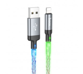 Кабель USB - Apple lightning Hoco U112 1м, светящийся, серый#1877625