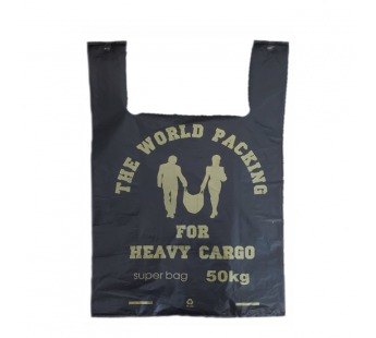 Пакет майка ПНД 40+2*9*65 "Карго" 50кг., чёрный#2095275