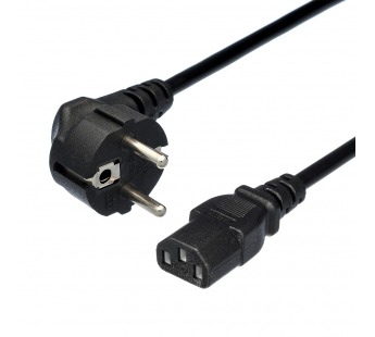 Шнур сетевой для компьютера, евровилка угловая - евроразъем С13 кабель 3x0,75 кв. мм. 1,8м "GoPower"#2114954