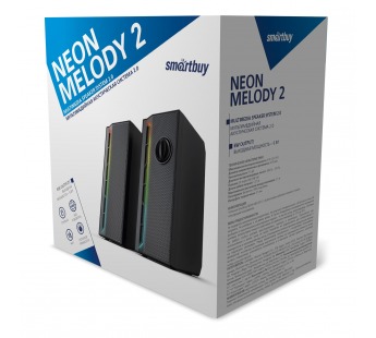 Акустическая система 2.0 SmartBuy NEON MELODY 2,RGB, мощность 6Вт, USB, черные (SBA-4600)#1878579