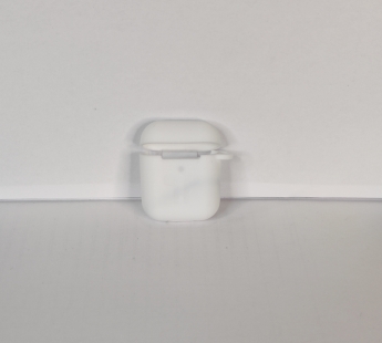 Чехол для Airpods 1/2 Silicone case, с карабином, белый#1881056