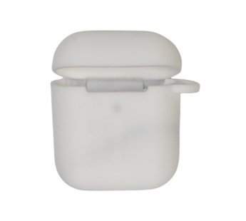 Чехол для Airpods 1/2 Silicone case, с карабином, белый#2061465