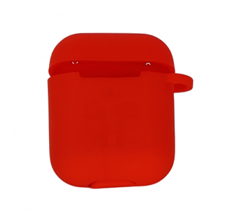 Чехол для Airpods 1/2 Silicone case, с карабином, красный#2061463