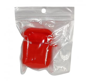 Чехол для Airpods 1/2 Silicone case, с карабином, красный#2061464