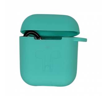 Чехол для Airpods 1/2 Silicone case, с карабином, мятный#2061461