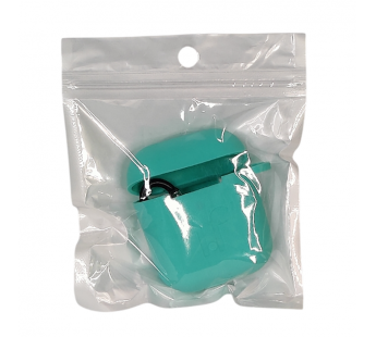 Чехол для Airpods 1/2 Silicone case, с карабином, мятный#2061462