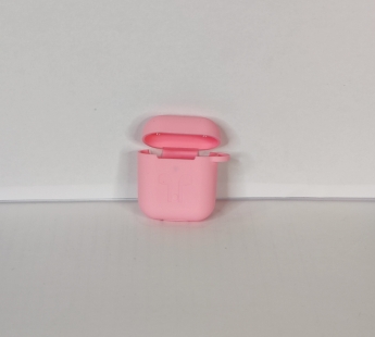 Чехол для Airpods 1/2 Silicone case, с карабином, розовый#1881062