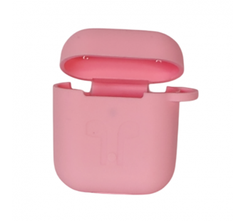 Чехол для Airpods 1/2 Silicone case, с карабином, розовый#2061459