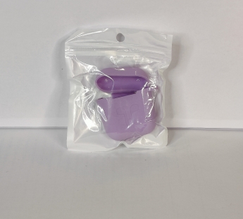 Чехол для Airpods 1/2 Silicone case, с карабином, светло-фиолетовый#1881063
