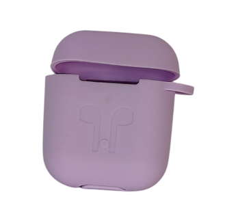 Чехол для Airpods 1/2 Silicone case, с карабином, светло-фиолетовый#2061457