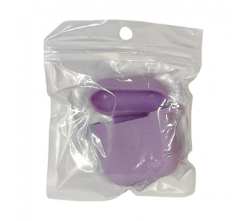 Чехол для Airpods 1/2 Silicone case, с карабином, светло-фиолетовый#2061458