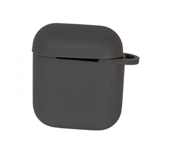 Чехол для Airpods 1/2 Silicone case, с карабином, серый#2061455