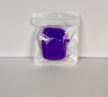 Чехол для Airpods 1/2 Silicone case, с карабином, фиолетовый#1881067