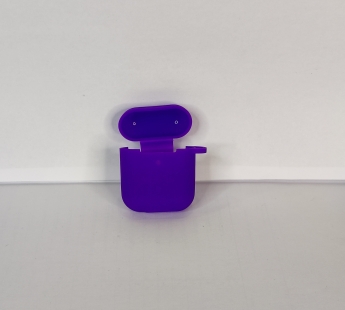 Чехол для Airpods 1/2 Silicone case, с карабином, фиолетовый#1881068