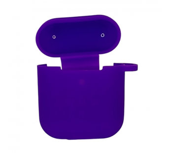 Чехол для Airpods 1/2 Silicone case, с карабином, фиолетовый#2061453