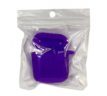 Чехол для Airpods 1/2 Silicone case, с карабином, фиолетовый#2061454
