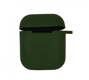 Чехол для Airpods 1/2 Silicone case, с карабином, хаки#2061451