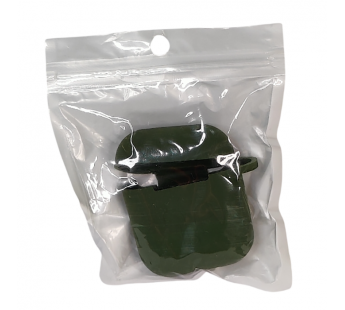 Чехол для Airpods 1/2 Silicone case, с карабином, хаки#2061452