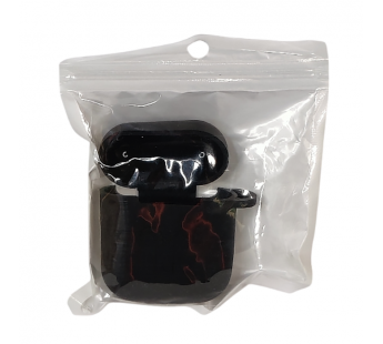 Чехол для Airpods 1/2 Silicone case, с карабином, черный#2061450