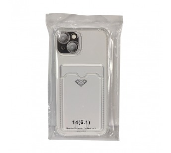 Чехол для iPhone 14 с отделением для карт Card Case прозрачный#1881270