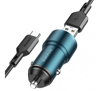 АЗУ с выходом USB Borofone BZ19B Wisdom (36W/QC3.0/кабель Type-C) синее#1880145