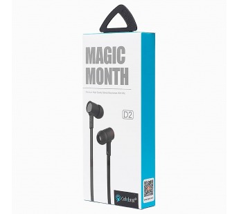 Проводные наушники с микрофоном внутриканальные Celebrat D2 (повр.уп.) Jack 3,5  (black) (219388)#1988139