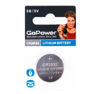 Элемент питания GoPower CR2032 BL1 Lithium 3V (1/50/2000)#1915177