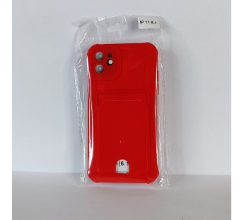 Чехол для iPhone 11 с отделением для карт Card Case красный#1886658