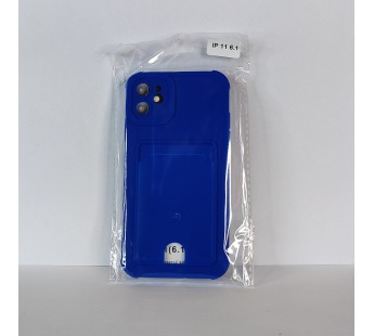 Чехол для iPhone 11 с отделением для карт Card Case синий#1886657