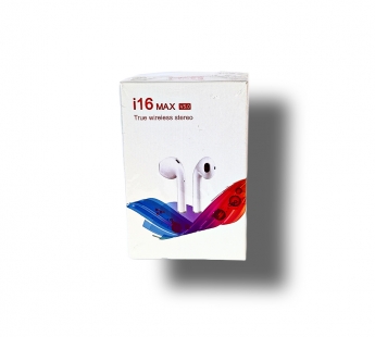 Наушники Bluetooth I16 MAX, в кейсе для зарядки, сенсорные, цвет белый#1886008