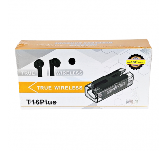 Наушники Bluetooth T16 PLUS, в кейсе для зарядки, сенсорные, цвет черный#2074178