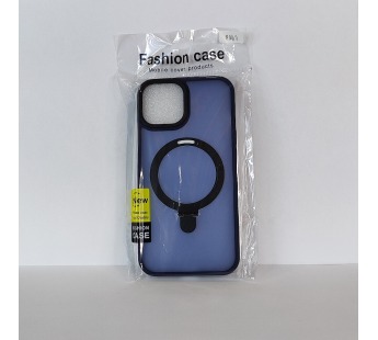 Чехол для iPhone 14 Magsafe/подставка темно-прозрачный синий#1886401