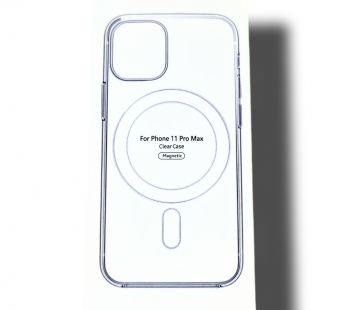 Чехол для iPhone 11 Pro Max Magsafe прозрачный, в упаковке#1897016