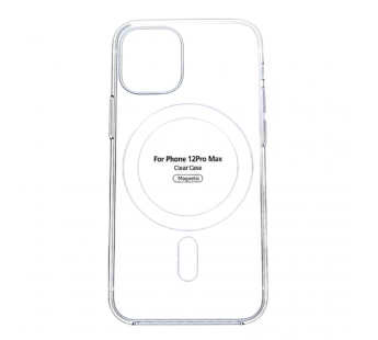 Чехол для iPhone 12 Pro Max Magsafe прозрачный, в упаковке#2029447