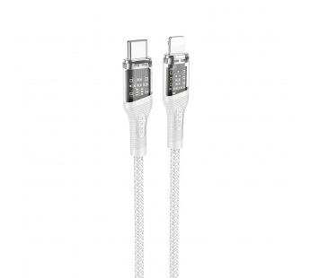 Кабель Type-C - Apple Lightning Hoco U111 (3A, 20W, PD, оплетка нейлон, 1.2 м) Серый#2051181