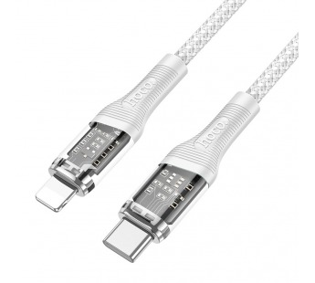 Кабель Type-C - Apple Lightning Hoco U111 (3A, 20W, PD, оплетка нейлон, 1.2 м) Серый#1885657