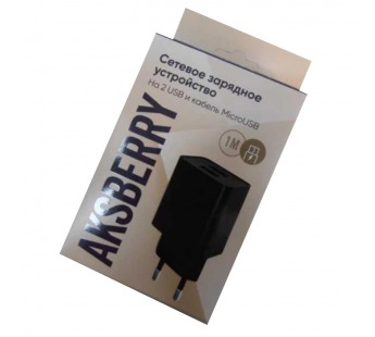 Сетевое ЗУ AKSBERRY T38 + кабель Micro USB (2USB/2.4A) черное#2041695