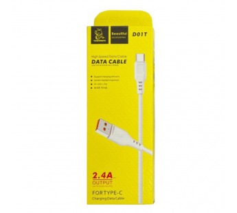 Кабель USB - Type-C DENMEN D07T (2.4A/1m) белый#1886591