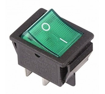 Выключатель клавишный 250V 16А (4с) ON-OFF зеленый с подсветкой (RWB-502, SC-767, IRS-201-1) Rexant#2079564