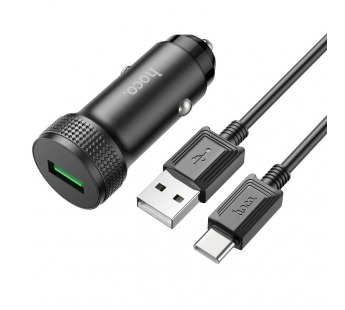 АЗУ с выходом USB Hoco Z49A (18W/QC3.0/кабель Type-C) черное#1891318