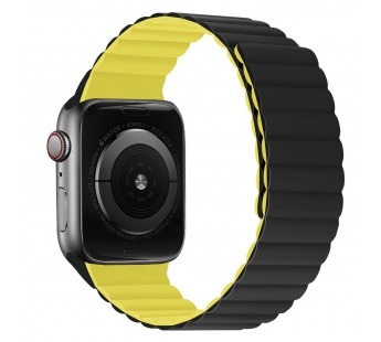 Ремешок - ApW32 Apple Watch 38/40/41мм силикон на магните (black/yellow) (218888)#1942043