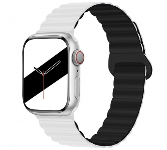 Ремешок - ApW32 Apple Watch 42/44/45/49 мм силикон на магните (white/black) (218881)#1942038