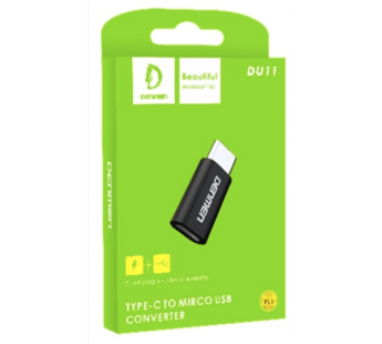 Переходник DENMEN DU11 Micro USB - Type C (черный)#1940984