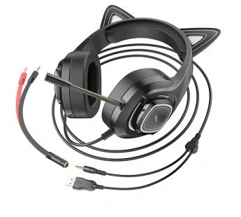 Игровые полноразмерные проводные наушники HOCO W107 Elf Cat#1893759