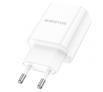 Сетевое зарядное устройство USB/Type-C Borofone BA78A (20W, QC3.0, PD, LED) Белый#1896611