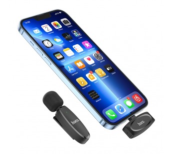 Микрофон потоковый беспроводной Hoco L15 (микрофон+ресивер для Iphone) черный#2121835