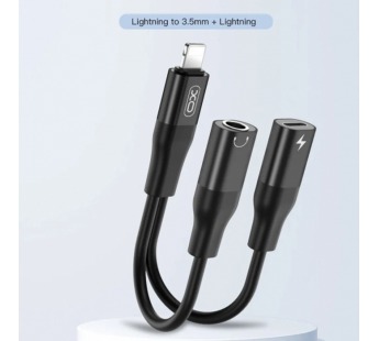 Аудиосоединитель/переходник XO NB181B (lightning-3,5мм+lightning) черный#2102528