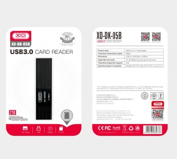 КартРидер XO DK05B 2в1 (Micro SD/SD) USB3.0 черный#1895306