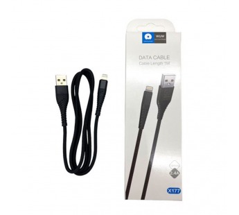 Кабель USB - Lightning (для iPhone) WUW X177 1m 2.4A (Нейлон) Черный#1896499
