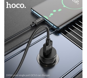 Автомобильное ЗУ Hoco Z49A (1USB/QC3.0/18W) черное#1896279